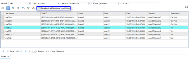 Disabling conflict prevention prompts through the Show Locks table