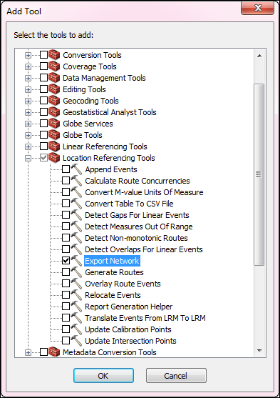 Adding the Export Network tool to your toolbox